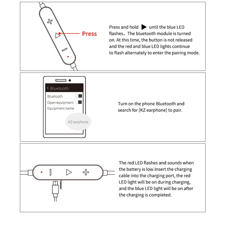 KZ Waterproof High Fidelity Bluetooth Upgrade Cable for KZ ZSN Earphones(Black) - Cable & Splitter by KZ | Online Shopping UK | buy2fix