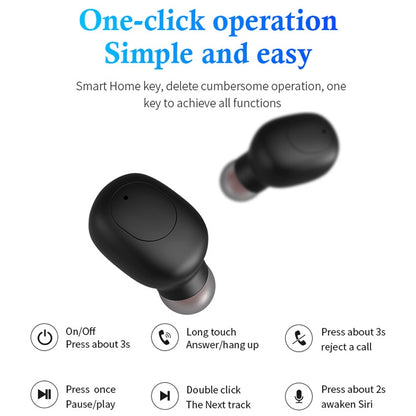 P1 TWS Bluetooth 5.0 Binaural Stereo Wireless Sports Bluetooth Earphone(Black) - TWS Earphone by buy2fix | Online Shopping UK | buy2fix