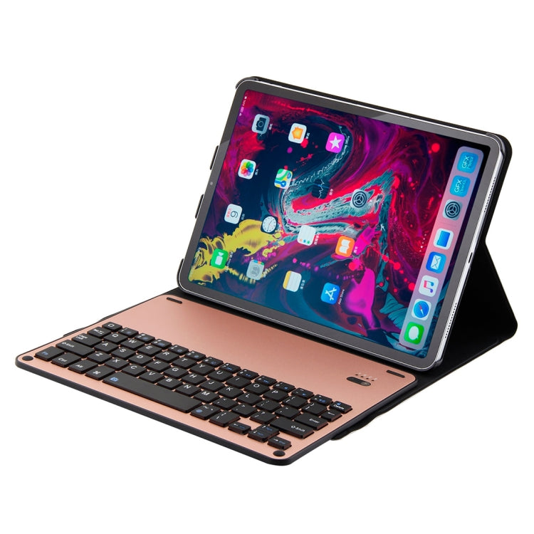 1139B Detachable Bluetooth 3.0 Aluminum Alloy Keyboard + Lambskin Texture Leather Tablet Case for iPad Pro 11 inch (2018), with Three-gear Adjustment / Magnetic / Sleep Function (Pink) - For iPad Pro by buy2fix | Online Shopping UK | buy2fix