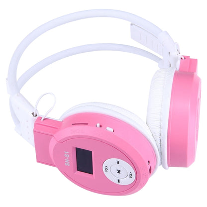 SH-S1 Folding Stereo HiFi Wireless Sports Headphone Headset with LCD Screen to Display Track Information & SD / TF Card, For Smart Phones & iPad & Laptop & Notebook & MP3 or Other Audio Devices(Pink) - Headset & Headphone by buy2fix | Online Shopping UK | buy2fix