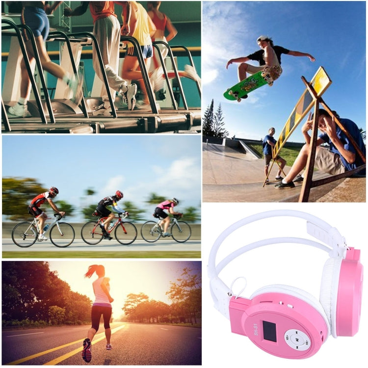 SH-S1 Folding Stereo HiFi Wireless Sports Headphone Headset with LCD Screen to Display Track Information & SD / TF Card, For Smart Phones & iPad & Laptop & Notebook & MP3 or Other Audio Devices(Pink) - Headset & Headphone by buy2fix | Online Shopping UK | buy2fix