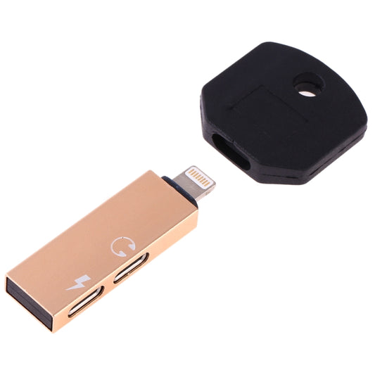 RC16 Dual 8 Pin Female to 8 Pin Male Key Shape Mini Portable Audio & Charge Adapter(Gold) - Converter & Adapter by buy2fix | Online Shopping UK | buy2fix