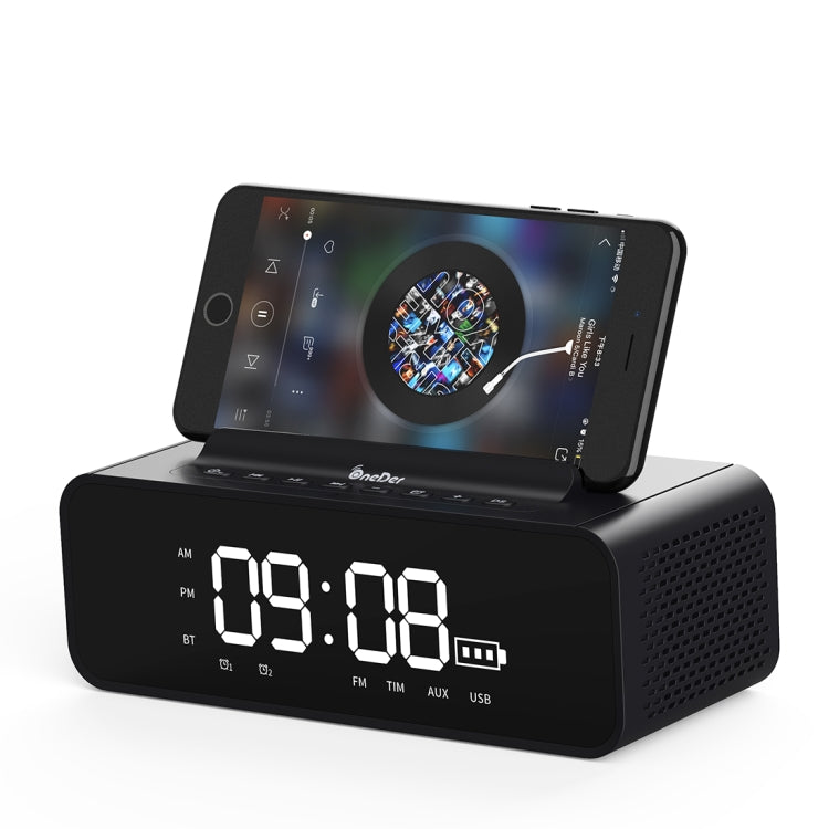 Oneder V06 Smart Sound Box Wireless Bluetooth Speaker, LED Screen Alarm Clock, Support Hands-free & FM & TF Card & AUX & USB Drive (Gold) - Desktop Speaker by OneDer | Online Shopping UK | buy2fix