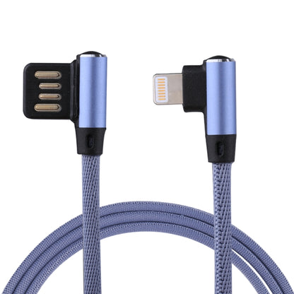 1m 2.4A Output USB to 8 Pin Double Elbow Design Nylon Weave Style Data Sync Charging Cable(Blue) - Normal Style Cable by buy2fix | Online Shopping UK | buy2fix