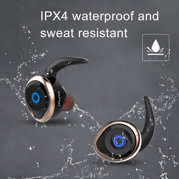 AWEI T1 Sports Headset IPX4 Waterproof Wireless Bluetooth V4.2 Stereo Earphone, Support TWS(Black) - TWS Earphone by awei | Online Shopping UK | buy2fix