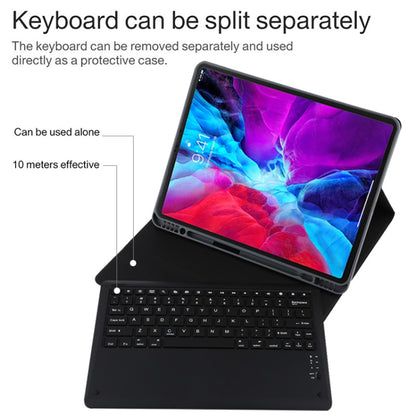 T129 Detachable Bluetooth Black Keyboard Microfiber Leather Tablet Case for iPad Pro 12.9 inch (2020), with Holder (Dark Green) - For iPad Pro by buy2fix | Online Shopping UK | buy2fix