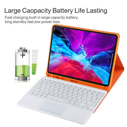 TG11BCS Detachable Bluetooth White Keyboard Microfiber Leather Tablet Case for iPad Pro 11 inch (2020), with Backlight & Touchpad & Pen Slot & Holder (Orange) - For iPad Pro by buy2fix | Online Shopping UK | buy2fix