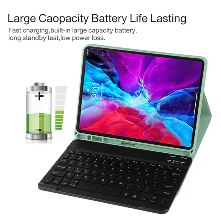 TG11BS Detachable Bluetooth Black Keyboard + Microfiber Leather Tablet Case for iPad Pro 11 inch (2020), with Backlight & Pen Slot & Holder(Green) - For iPad Pro by buy2fix | Online Shopping UK | buy2fix