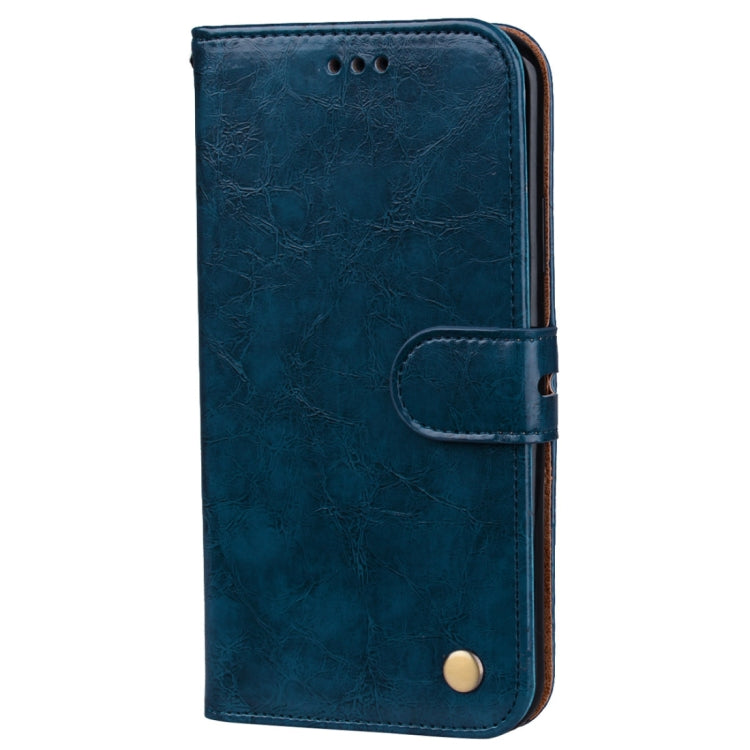 For iPhone X / XS Business Style Oil Wax Texture Horizontal Flip Leather Case with Holder & Card Slots & Wallet (Blue) - More iPhone Cases by buy2fix | Online Shopping UK | buy2fix