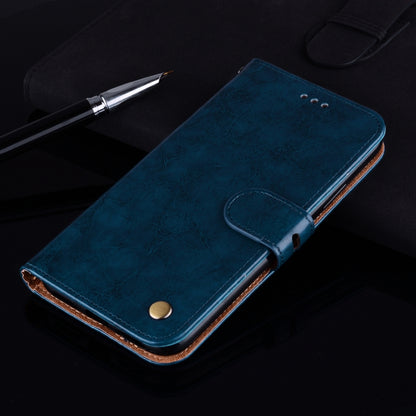 For iPhone X / XS Business Style Oil Wax Texture Horizontal Flip Leather Case with Holder & Card Slots & Wallet (Blue) - More iPhone Cases by buy2fix | Online Shopping UK | buy2fix