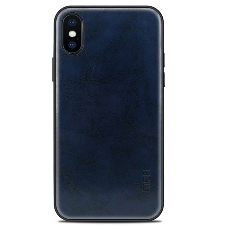 For iPhone X MOFI Shockproof PU Paste Protective Back Case(Navy Blue) - More iPhone Cases by MOFI | Online Shopping UK | buy2fix