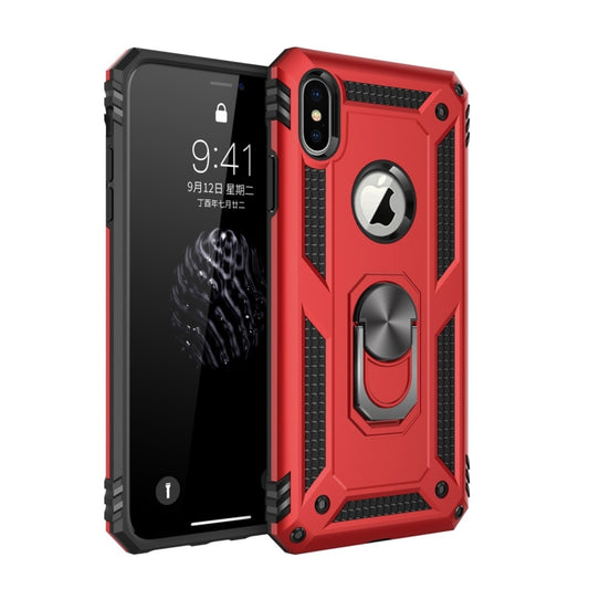 For iPhone X / XS Sergeant Armor Shockproof TPU + PC Protective Case with 360 Degree Rotation Holder (Red) - More iPhone Cases by buy2fix | Online Shopping UK | buy2fix