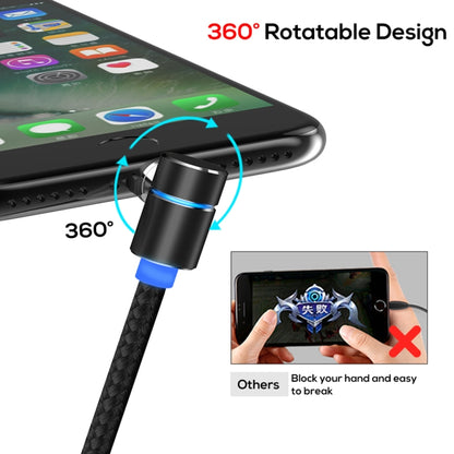 TOPK AM30 1m 2.4A Max USB to 8 Pin + USB-C / Type-C + Micro USB 90 Degree Elbow Magnetic Charging Cable with LED Indicator(Black) - Charging Cable & Head by TOPK | Online Shopping UK | buy2fix