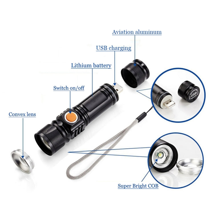 Ultra Bright Rechargeable LED Torch Flashlight - LED Flashlight by buy2fix | Online Shopping UK | buy2fix