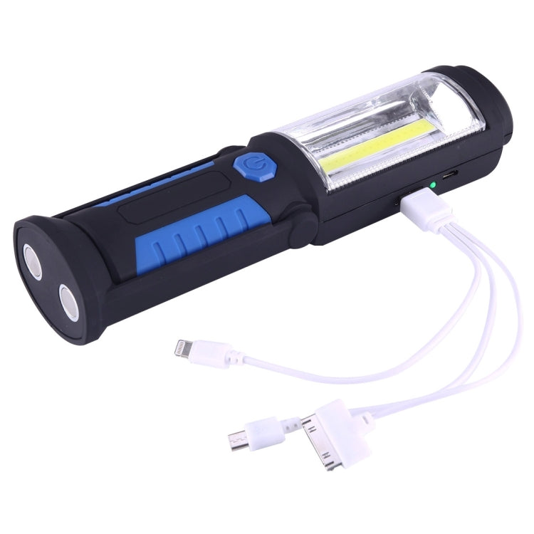 PR5W-1 5W COB+1W F8 IP43 Waterproof White Light LED Torch Work Light , 400 LM Multi-function USB Charging Portable Emergency Work Stand Light with Magnetic & 360 Degrees Swivel Hook(Blue) - LED Flashlight by buy2fix | Online Shopping UK | buy2fix