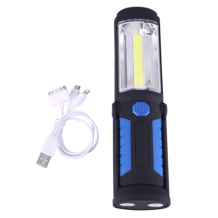 PR5W-1 5W COB+1W F8 IP43 Waterproof White Light LED Torch Work Light , 400 LM Multi-function USB Charging Portable Emergency Work Stand Light with Magnetic & 360 Degrees Swivel Hook(Blue) - LED Flashlight by buy2fix | Online Shopping UK | buy2fix