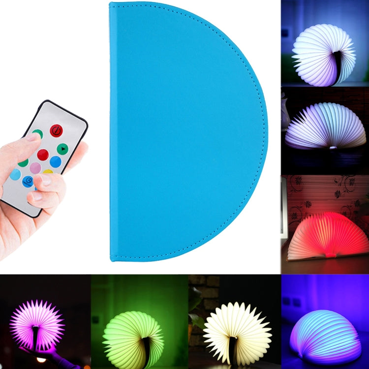 Foldable Pages Colorful Dimming Book Shape LED Light , Creative Portable USB Charging Semicircle Night Light with Remote Control(Blue) - Night Lights by buy2fix | Online Shopping UK | buy2fix