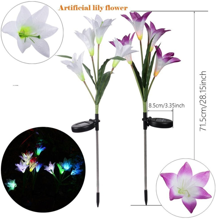 2 PCS Lily Flower Shape 4 Heads Solar Powered Outdoor IP55 Waterproof LED Decorative Lantern Lawn Lamp - Solar Lights by buy2fix | Online Shopping UK | buy2fix