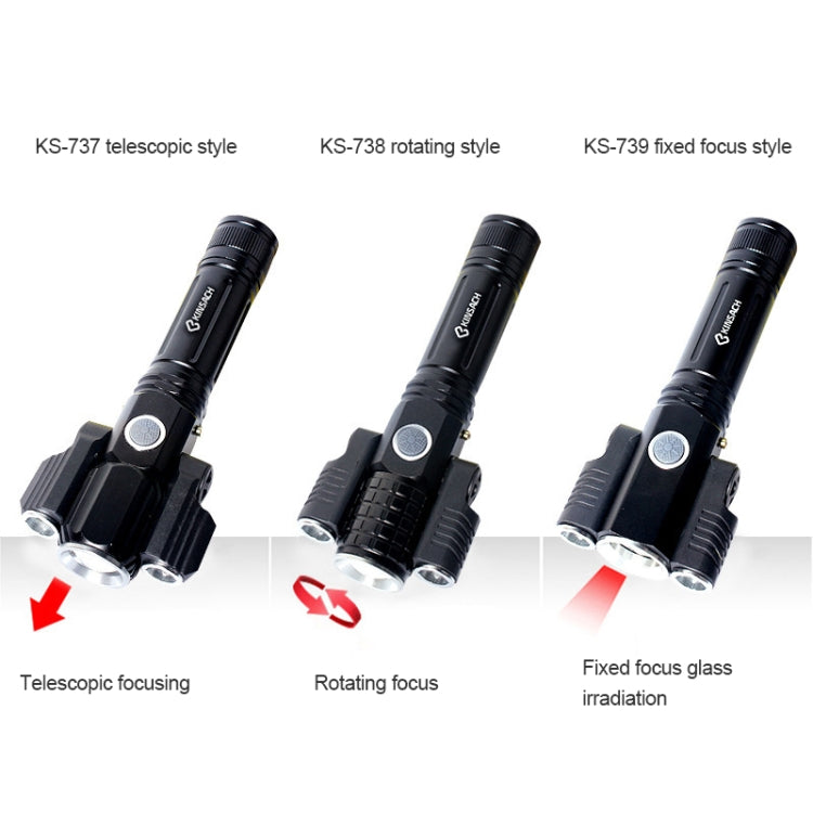 KS-738 USB Charging Waterproof T6+XPE Zoomable LED Flashlight with 4-Modes & 18650 lithium battery - LED Flashlight by buy2fix | Online Shopping UK | buy2fix