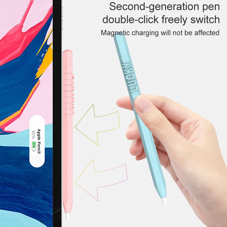 LOVE MEI For Apple Pencil 2 Number Letter Design Stylus Pen Silicone Protective Case Cover (Pink) - Pencil Accessories by LOVE MEI | Online Shopping UK | buy2fix