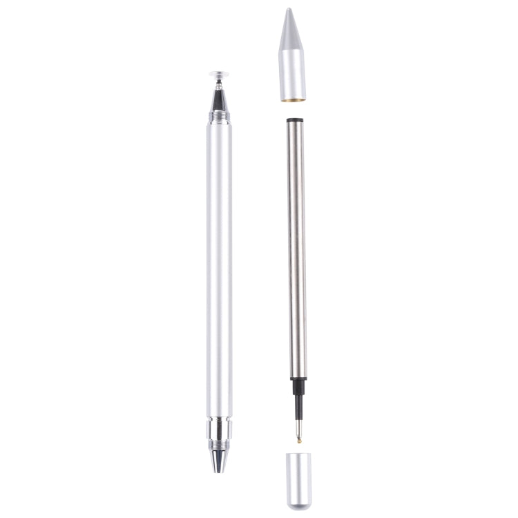 Pt360 2 in 1 Universal Silicone Disc Nib Stylus Pen with Common Writing Pen Function (Silver) - Stylus Pen by buy2fix | Online Shopping UK | buy2fix