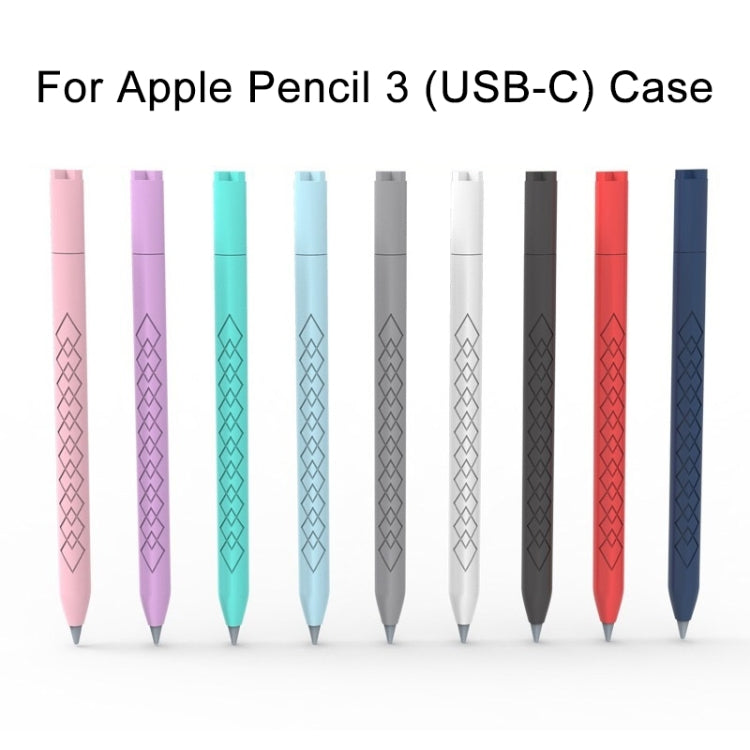 For Apple Pencil (USB-C) Diamond Pattern Silicone Stylus Pen Protective Case (Red) - Pencil Accessories by buy2fix | Online Shopping UK | buy2fix