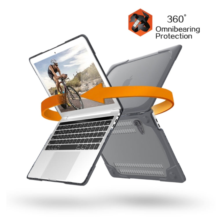 For Macbook Pro 13.3 inch (A1708) & with Touchbar (A1706) Laptop TPU + PC Folding Shockproof Protective Case with Holder(Grey) - MacBook Pro Cases by buy2fix | Online Shopping UK | buy2fix