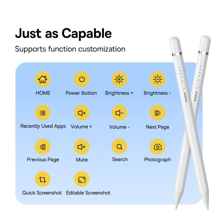 Baseus Smooth Writing 2 Series Direct Plug-in Capacitive Writing Stylus 8 Pin Active Version (White) - Stylus Pen by Baseus | Online Shopping UK | buy2fix