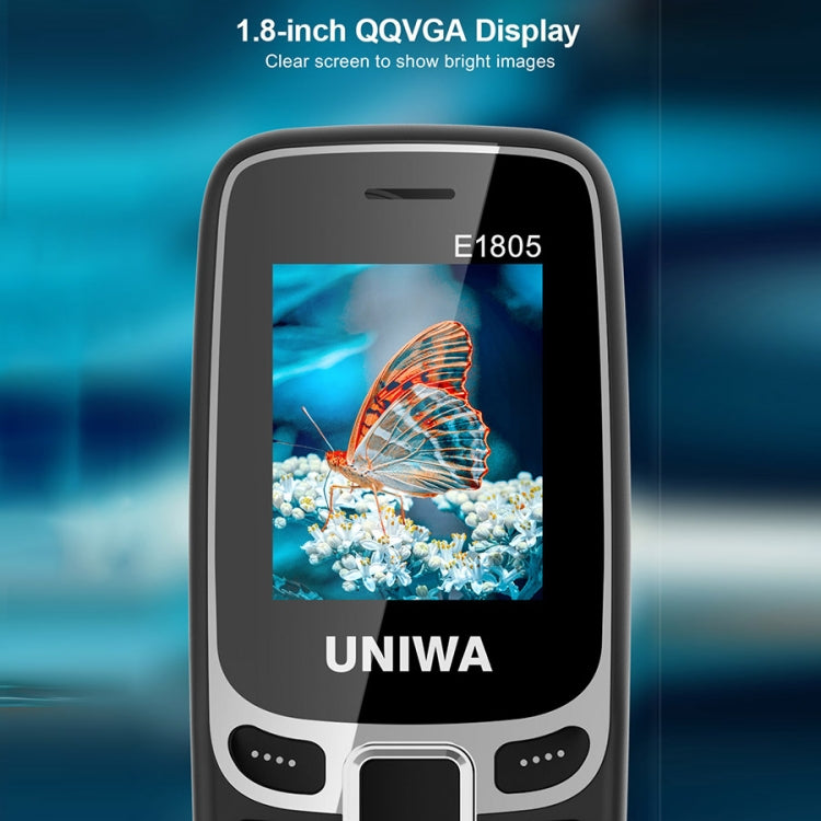 UNIWA E1805, 1.77 inch, SC6531E, 21 Keys, Support Bluetooth, Torch, FM, MP3, MP4, GSM, Dual SIM (Black) - UNIWA by UNIWA | Online Shopping UK | buy2fix