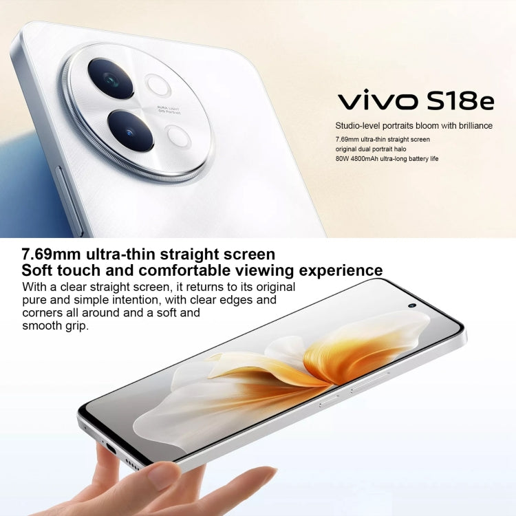 vivo S18e, Dual Back Cameras, 12GB+512GB, Face ID Screen Fingerprint Identification, 6.67 inch Android 14.0 OriginOS 4 Dimensity 7200 Octa Core 2.8GHz, OTG, NFC, Network: 5G, Support Google Play (Silver) - vivo by vivo | Online Shopping UK | buy2fix