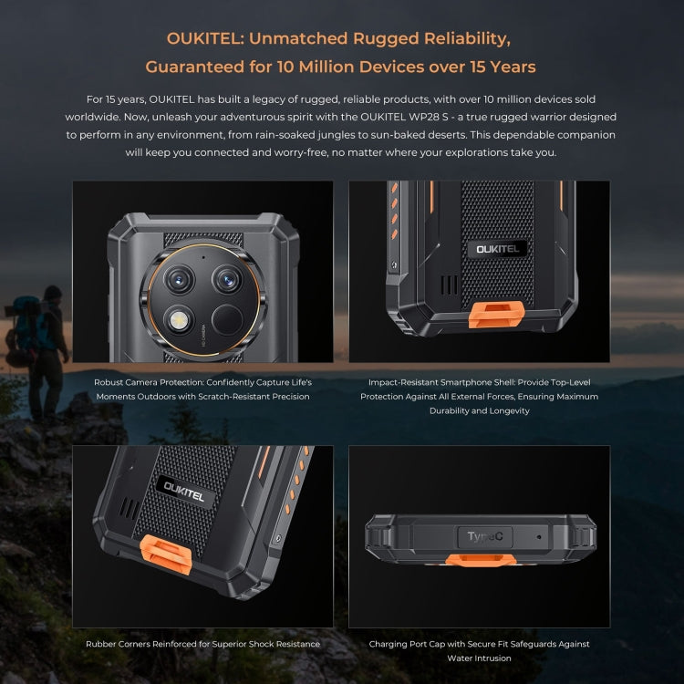 [HK Warehouse] Oukitel WP28 S IP68/IP69K Rugged Phone, 4GB+128GB, Fingerprint, 6.52 inch Unisoc T606 Octa-core, NFC, OTG, Network: 4G (Orange) - Other by OUKITEL | Online Shopping UK | buy2fix