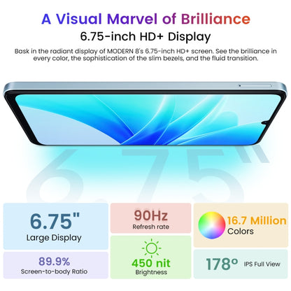 [HK Warehouse] Blackview Oscal MODERN 8, 8GB+128GB, Fingerprint & Face Identification, 6.75 inch Android 13 Unisoc T616 Octa Core up to 2.2GHz, Network: 4G, OTG(Blue) - Blackview by Blackview | Online Shopping UK | buy2fix