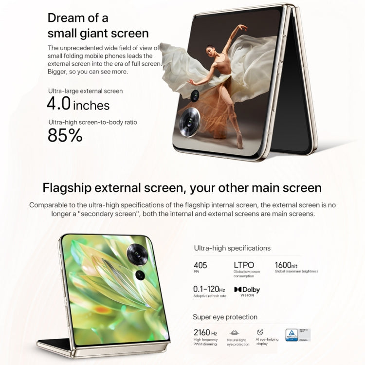 Honor Magic V Flip, 12GB+1TB, 6.8 inch + 4.0 inch Screen MagicOS 8.0 Snapdragon 8+ Gen 1 Octa Core, Network: 5G, NFC, OTG (White) - Honor by Huawei | Online Shopping UK | buy2fix