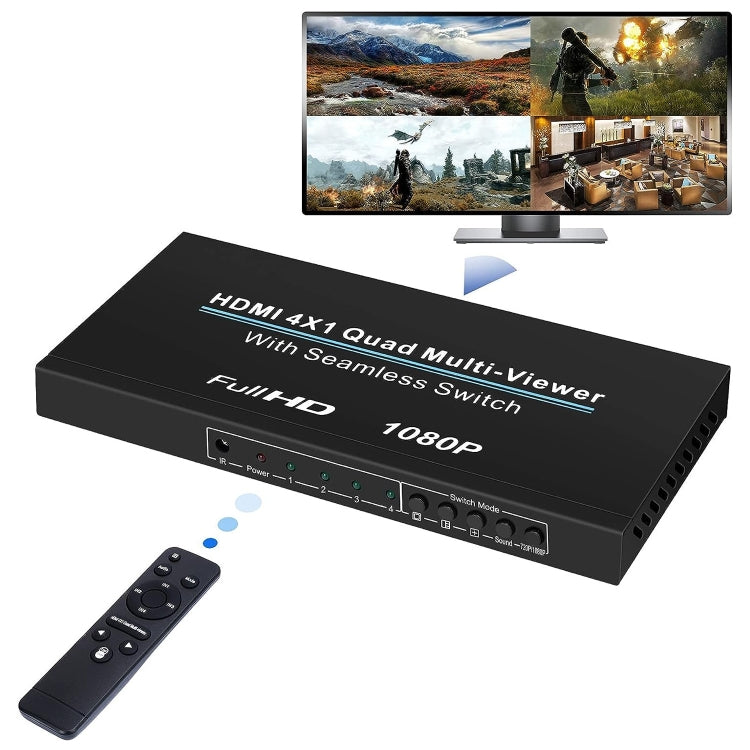 NEWKENG NK-C941 Full HD 1080P HDMI 4x1 Quad Multi-Viewer with Seamless Switch & Remote Control, UK Plug - Switch by buy2fix | Online Shopping UK | buy2fix