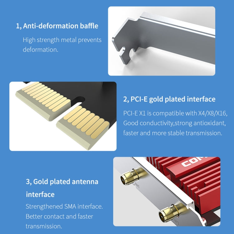 COMFAST CF-BE200 Pro 8774Mbps WiFi7 PCIE Wireless Network Adapter WiFi Receiver - USB Network Adapter by COMFAST | Online Shopping UK | buy2fix