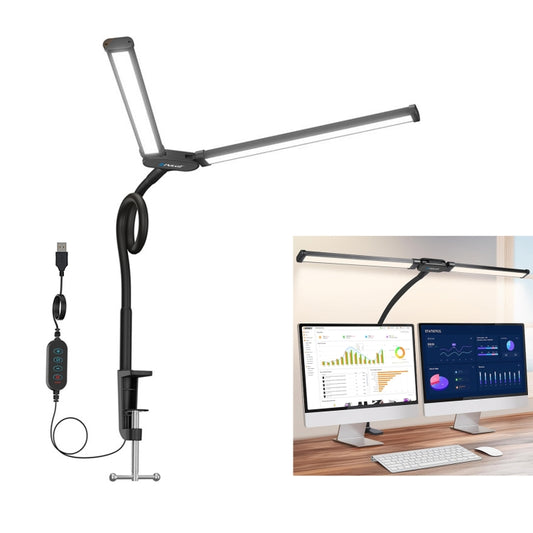 PULUZ Gooseneck Tube LED Fill Light Double Head Clip Desk Lamp (Black) - Selfie Light by PULUZ | Online Shopping UK | buy2fix