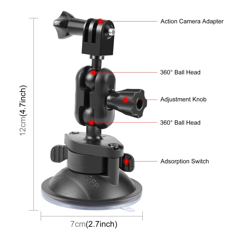 PULUZ Magic Arm Suction Cup Mount (Black) - Helmet Mount by PULUZ | Online Shopping UK | buy2fix