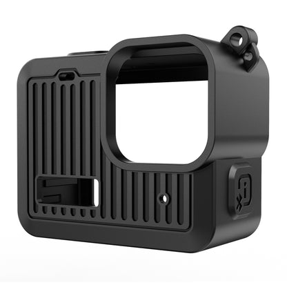 For GoPro HERO 2024 PULUZ Silicone Protective Case Side Interface Cover with Wrist Strap & Lens Cover (Black) - Silicone Cases by PULUZ | Online Shopping UK | buy2fix