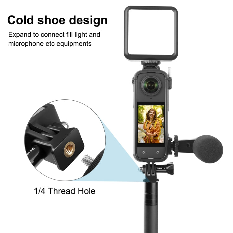 For Insta360 X4 PULUZ Cold Shoe PC Plastic Protective Frame with Adapter Mount & Screw (Black) - Mount & Holder by PULUZ | Online Shopping UK | buy2fix