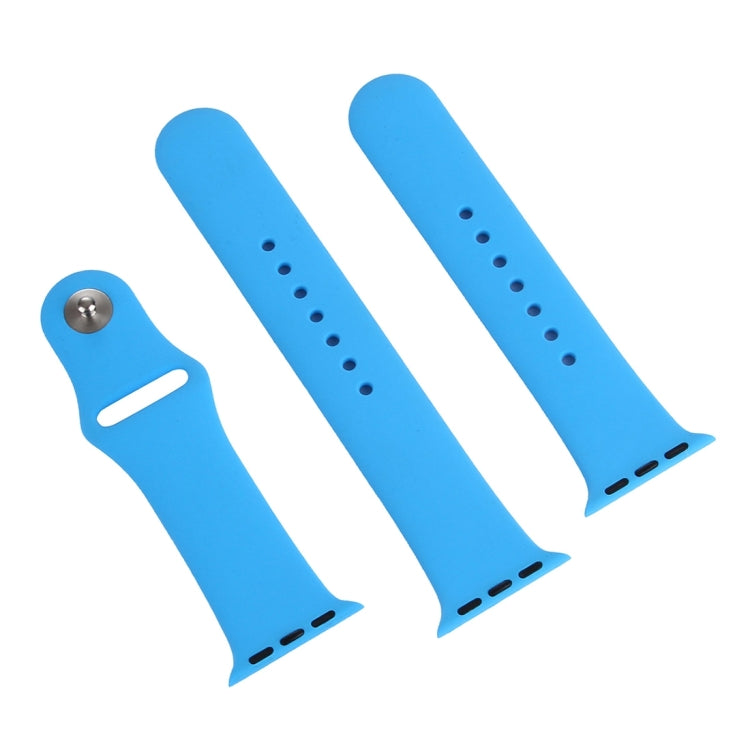 For Apple Watch Ultra 49mm & Watch Ultra 2 49mm / Series 9&8&7 45mm / SE 3&SE 2&6&SE&5&4 44mm / 3&2&1 42mm 3 in 1 Rubber Watch Band with Pin Buckle(Blue) - Watch Bands by buy2fix | Online Shopping UK | buy2fix