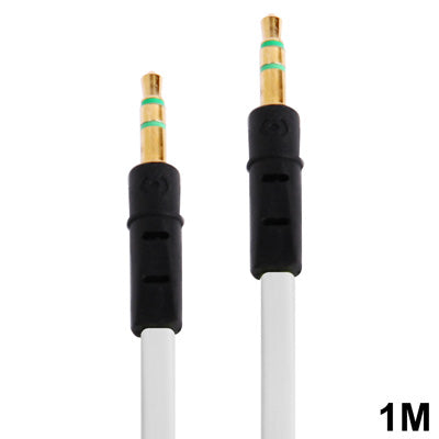 Noodle Style 3.5mm Jack Earphone Cable for iPhone 5 / iPhone 4 & 4S / 3GS / 3G / iPad 4 / iPad mini / mini 2 Retina / New iPad / iPad 2 / iTouch / MP3, Length: 1m(White) - Cable & Splitter by buy2fix | Online Shopping UK | buy2fix