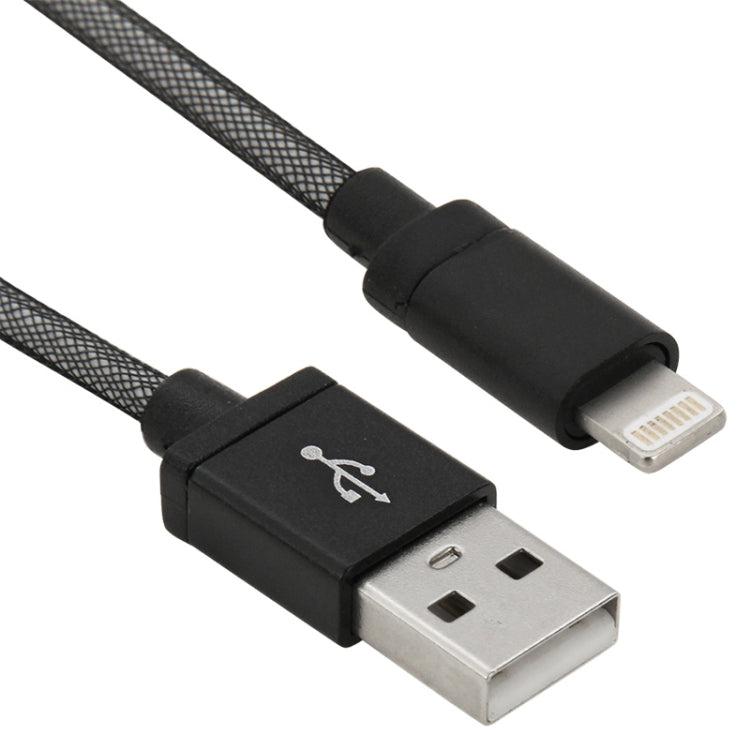Net Style Metal Head 8 Pin to USB Data / Charger Cable, Cable Length: 1m(Black) - Normal Style Cable by buy2fix | Online Shopping UK | buy2fix