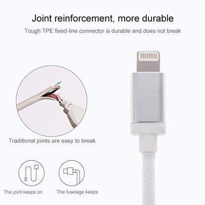 Net Style Metal Head 8 Pin to USB Data / Charger Cable, Cable Length: 1m(White) - Normal Style Cable by buy2fix | Online Shopping UK | buy2fix