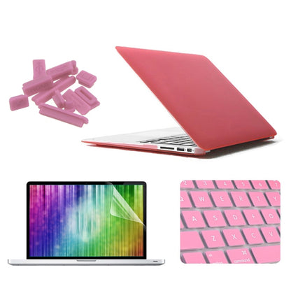 ENKAY for MacBook Air 11.6 inch (US Version) / A1370 / A1465 4 in 1 Frosted Hard Shell Plastic Protective Case with Screen Protector & Keyboard Guard & Anti-dust Plugs(Pink) - MacBook Air Cases by ENKAY | Online Shopping UK | buy2fix