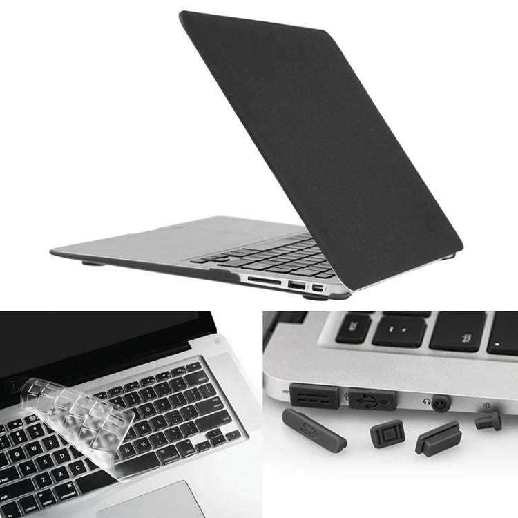 ENKAY for Macbook Air 13.3 inch (US Version) / A1369 / A1466 Hat-Prince 3 in 1 Frosted Hard Shell Plastic Protective Case with Keyboard Guard & Port Dust Plug(Black) - MacBook Air Cases by ENKAY | Online Shopping UK | buy2fix