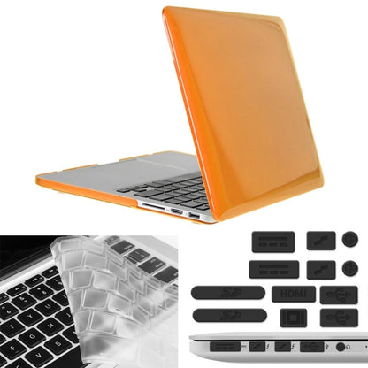 ENKAY for Macbook Pro Retina 15.4 inch (US Version) / A1398 Hat-Prince 3 in 1 Crystal Hard Shell Plastic Protective Case with Keyboard Guard & Port Dust Plug(Orange) - MacBook Pro Cases by ENKAY | Online Shopping UK | buy2fix