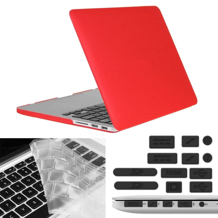 ENKAY for Macbook Pro Retina 13.3 inch (US Version) / A1425 / A1502 Hat-Prince 3 in 1 Frosted Hard Shell Plastic Protective Case with Keyboard Guard & Port Dust Plug(Red) - MacBook Pro Cases by ENKAY | Online Shopping UK | buy2fix