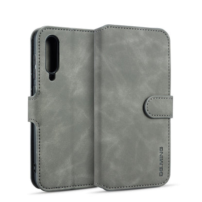 DG.MING Retro Oil Side Horizontal Flip Case for Galaxy A50, with Holder & Card Slots & Wallet (Grey) - Galaxy Phone Cases by DG.MING | Online Shopping UK | buy2fix