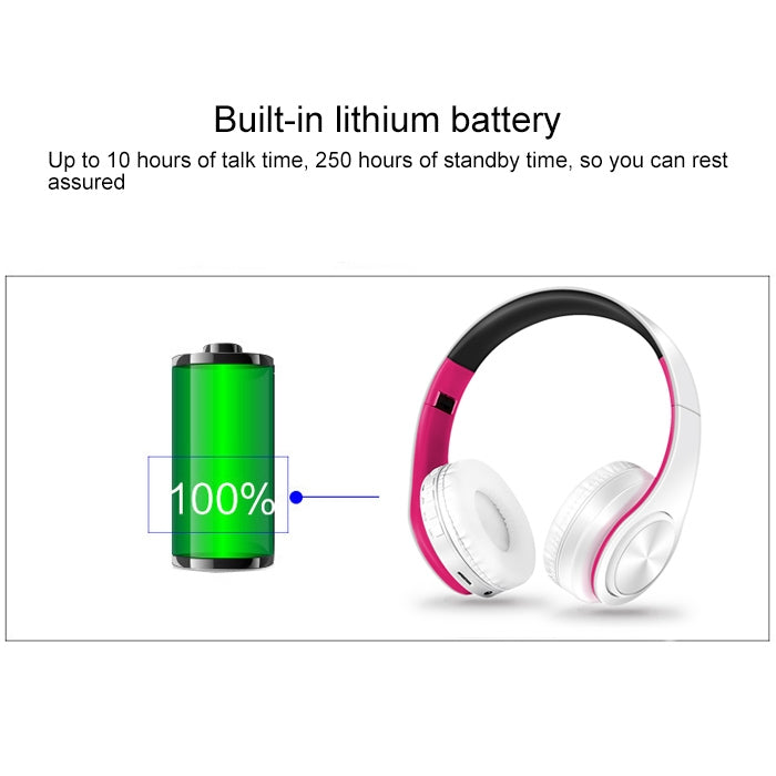 LPT660 Wireless Folding Sports Stereo Music Bluetooth Phones Earphones Support TF Card (Rose Red) - Headset & Headphone by buy2fix | Online Shopping UK | buy2fix