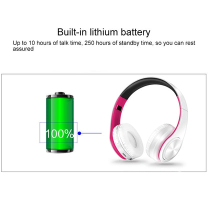 LPT660 Wireless Folding Sports Stereo Music Bluetooth Phones Earphones Support TF Card (Rose Red) - Headset & Headphone by buy2fix | Online Shopping UK | buy2fix